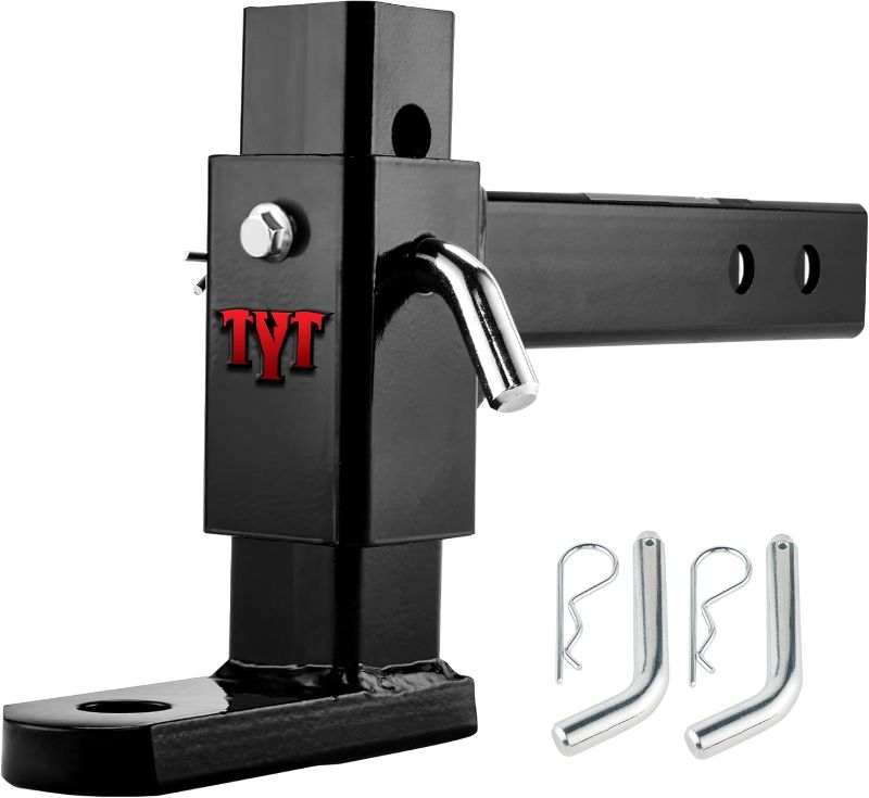 Photo 1 of TYT Adjustable Trailer Hitch Ball Mount with 2 Hitch Pins, 1-Inch Hole, Fits 2-Inch Receiver, 5-1/2" Rise & 6-7/8" Drop Tow Hitch, 4-Position Adjustable Hitch, 7500 lbs