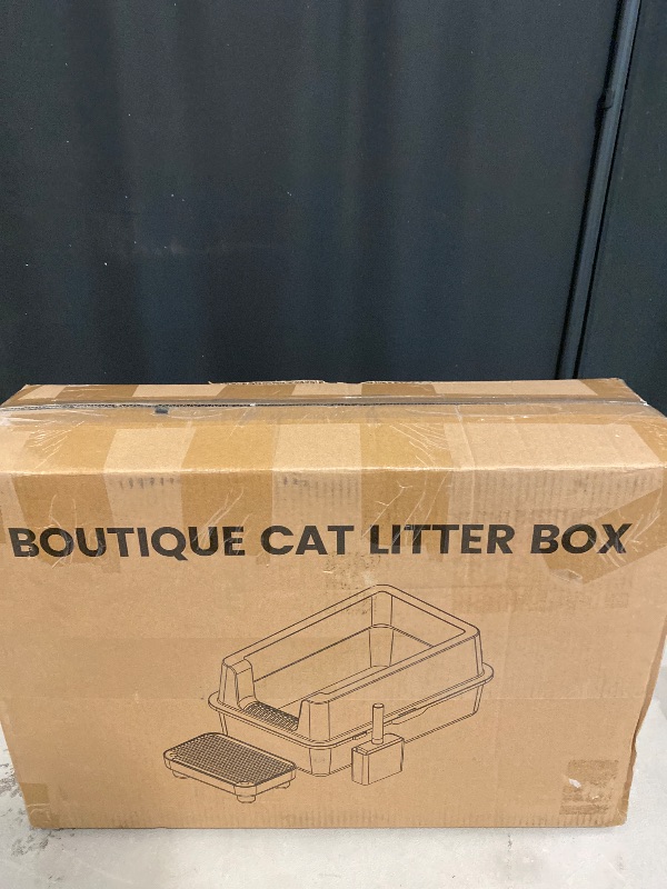 Photo 1 of Stainless Steel Cat Litter Box - Enclosed XL Metal Kitty Litter Box with Lid for Big Cats, High Sided, Anti-Leakage, Easy Cleaning, Non-Sticky, Included Litter Mat, Cat Bowl & Spoon