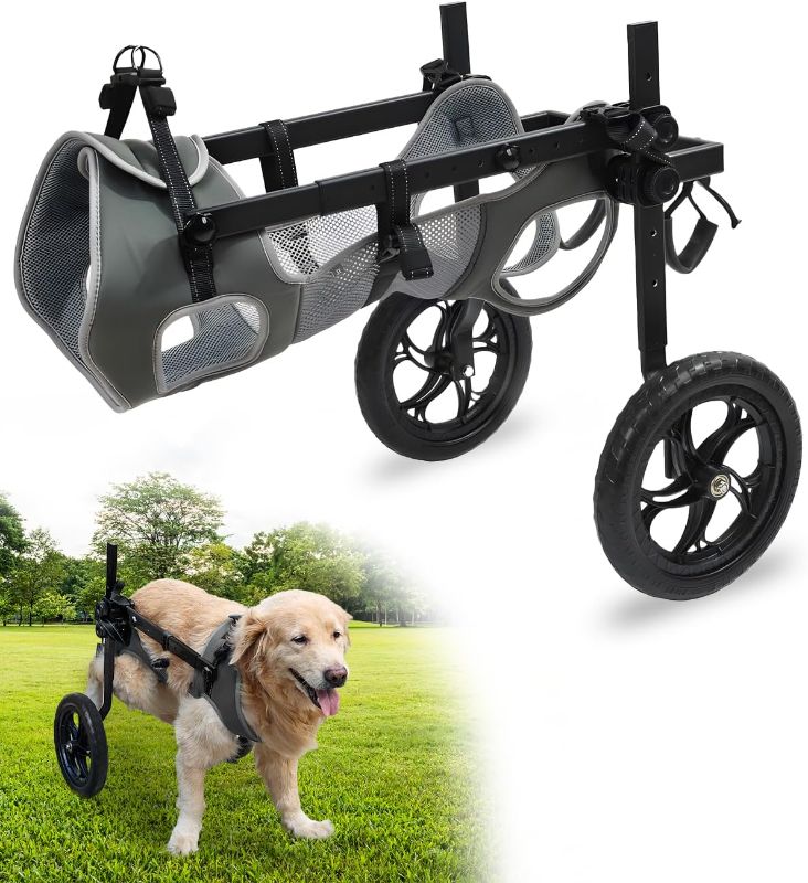 Photo 1 of Large Dog Wheelchair for Hind Legs-Durable All-Terrain Wheels, Heavy Duty Aluminum Frame, Comfortable Breathable Mesh for Dogs, Hip Support System, Restores Mobility for Arthritis & Injuries