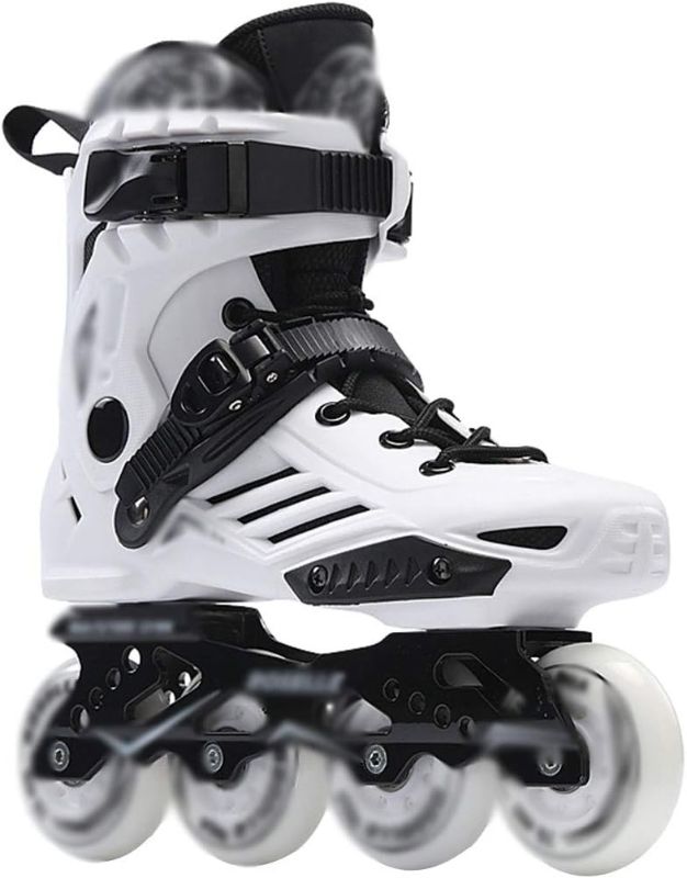 Photo 1 of Size 9 Inline Skates Black Adult Inline Skates, Professional Fitness Roller Skates, Classic Roller Blades, Men's Racing Skates, with Flashing Wheel (Color : White, Size : US-9)