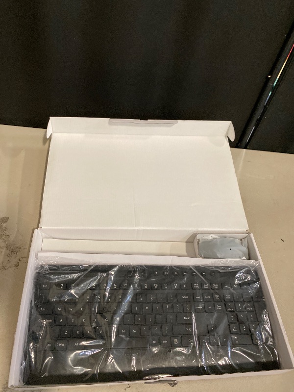 Photo 1 of Trueque Wireless Keyboard and Mouse Combo - Full-Size Quiet Keyboard with Palm Rest, Phone Holder, Multimedia Keys, Power Switch, Compatible with Windows, Chrome OS, PC, Laptop (Batteries Included)