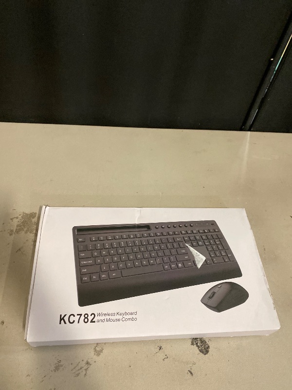 Photo 1 of Trueque Wireless Keyboard and Mouse Combo - Full-Size Quiet Keyboard with Palm Rest, Phone Holder, Multimedia Keys, Power Switch, Compatible with Windows, Chrome OS, PC, Laptop (Batteries Included)