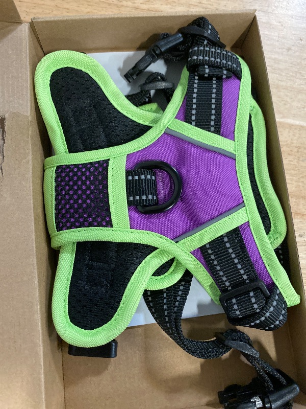 Photo 1 of PHOEPET 2019 Upgraded No Pull Dog Harness, Reflective Adjustable Vest, with a Training Handle + 2 Metal Leash Hooks+ 3 Snap Buckles +4 Slide Buckles(S, Purple)