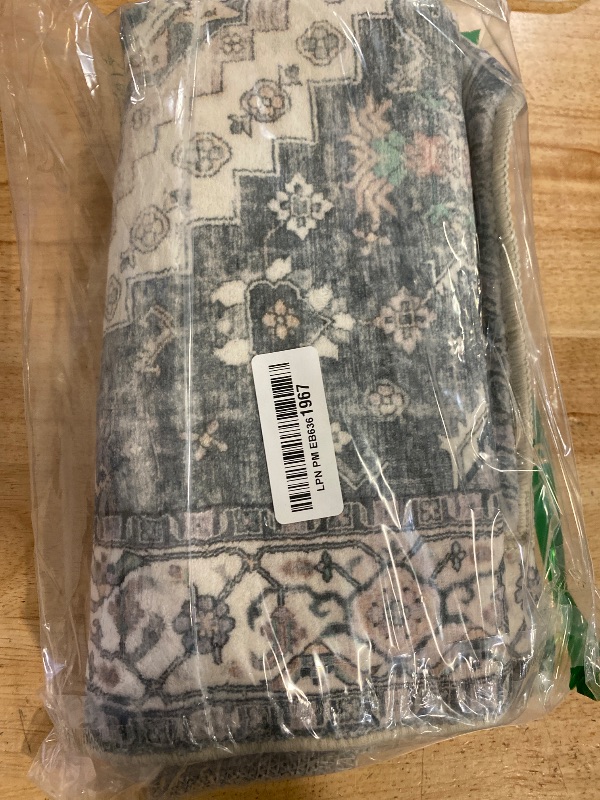 Photo 1 of Smiry Area Rugs for Living Room Bedroom, Machine Washable 2x3 Vintage Rug, Soft Plush Bedside Floor Carpet for Farmhouse Nursery Kitchen Laundry Home Decor, Grey