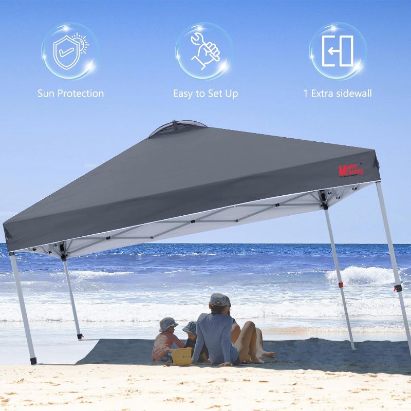 Photo 1 of MASTERCANOPY Durable Pop-up Canopy Tent with 1 Sidewall (10'x10',Dark Gray)