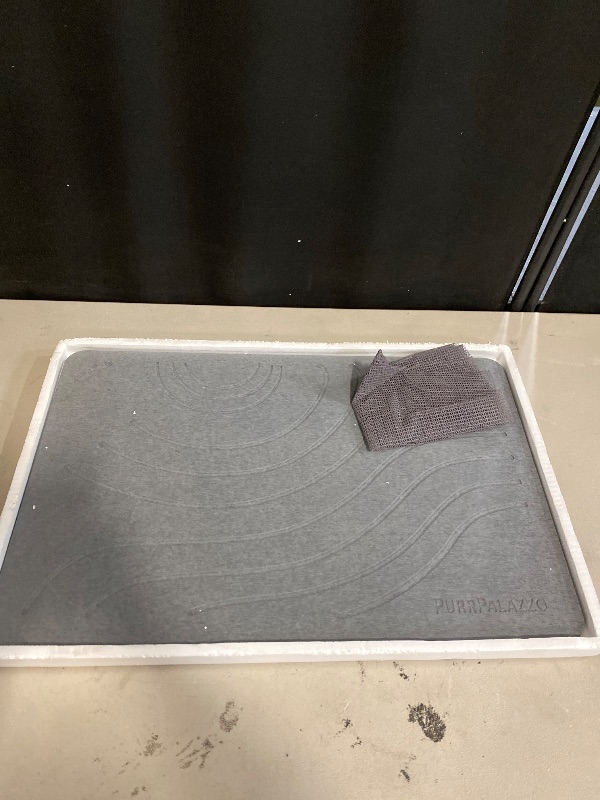 Photo 1 of Stone Bath Mat Diatomaceous Earth Non-Slip Shower Mat,Quick Drying Diatomite Bath Stone Mat for Bathroom Floor -Super Absorbent,Natural, Easy to Clean(24×16" Grey)