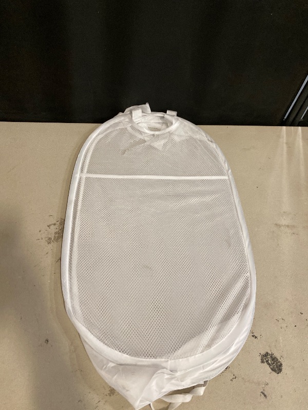 Photo 1 of Handy Laundry Collapsible Mesh Pop Up Hamper with Wide Opening and Side Pocket – Breathable, Sturdy, Foldable, and Space-Saving Design for Clothes and Storage. (White)