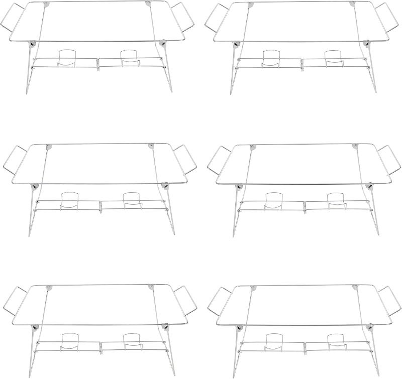 Photo 1 of Chafing Wire Rack 6 Pack for 24x12 Inch Foil Pans - Empty Folding Reusable Buffet Wire Rack Chafing Stand Foldable Food Warmer Rack Dish Stands Heater Chafer Racks - Catering, Buffet, Wedding