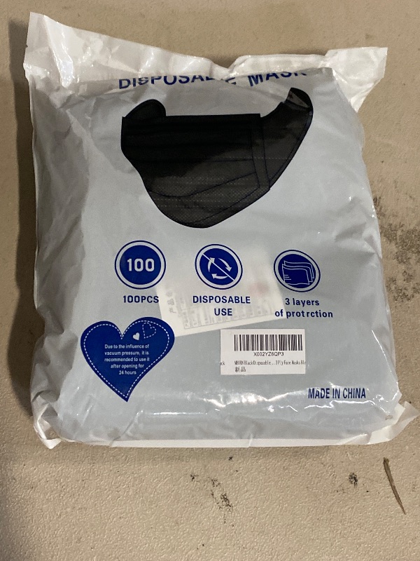Photo 1 of LECOYOYO Disposable Face Masks,100 PCS Black Face Masks Disposable 3 Ply Protection Face Masks