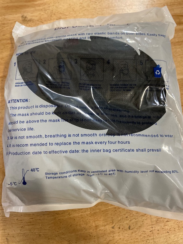 Photo 1 of LECOYOYO Disposable Face Masks,100 PCS Black Face Masks Disposable 3 Ply Protection Face Masks