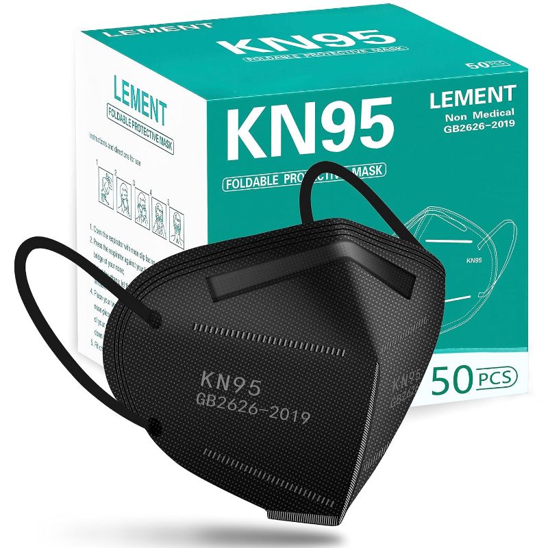 Photo 1 of 50pcs KN95 Face Mask Black 5 Layer Cup Dust Safety Masks Filter Efficiency?95% Breathable Elastic Ear Loops Black Masks