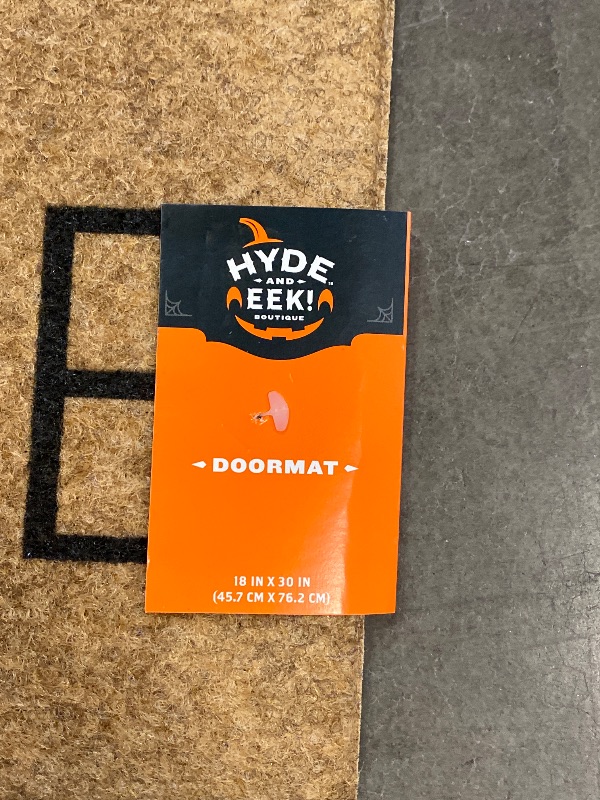 Photo 1 of 16x26 Halloween Welcome Faux Coir Doormat Natural/Orange - Hyde and EEK! Boutique: Outdoor Front Mat, Low Pile
