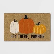 Photo 1 of 18x30" Hey There, Pumpkin Faux Coir Doormat Orange
