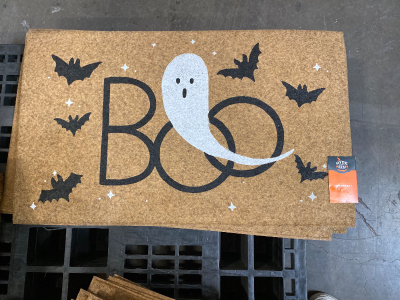 Photo 1 of 18x30" Boo Ghost /Bat Faux Coir Doormat Black/White