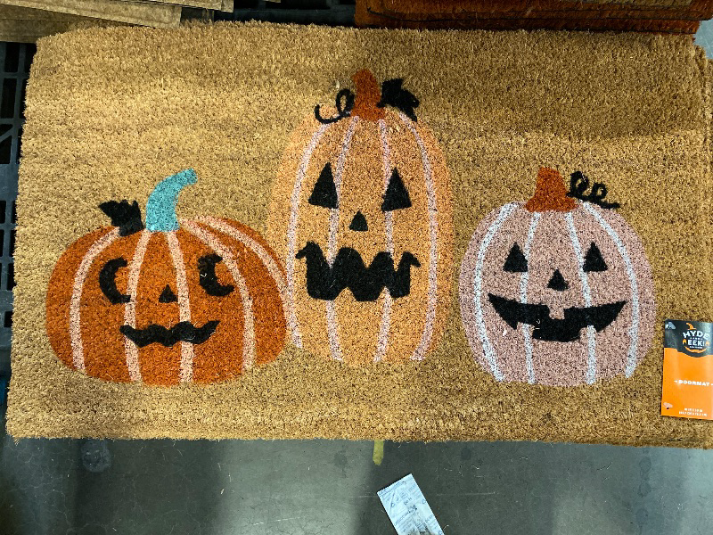 Photo 1 of 18x30" Jack O Lanterns Light-Up Coir Doormat Orange Fall Decor