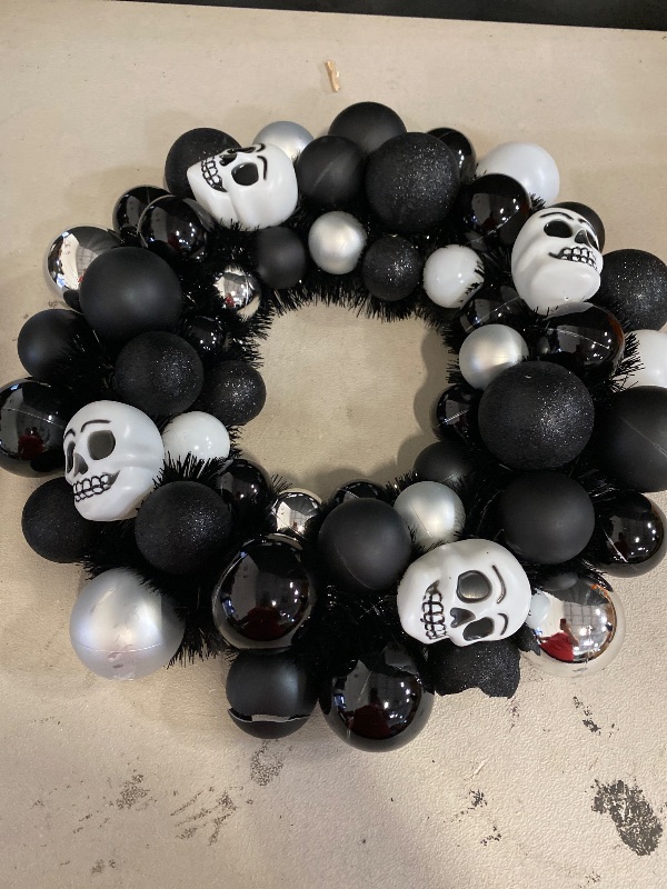 Photo 1 of Hyde & EEK! Boutique 17" Shatterproof Skull Ball Ornament Halloween Wreath Hyde & EEK! Boutique