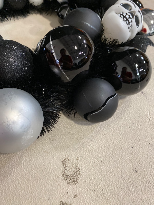 Photo 1 of Hyde & EEK! Boutique 17" Shatterproof Skull Ball Ornament Halloween Wreath Hyde & EEK! Boutique