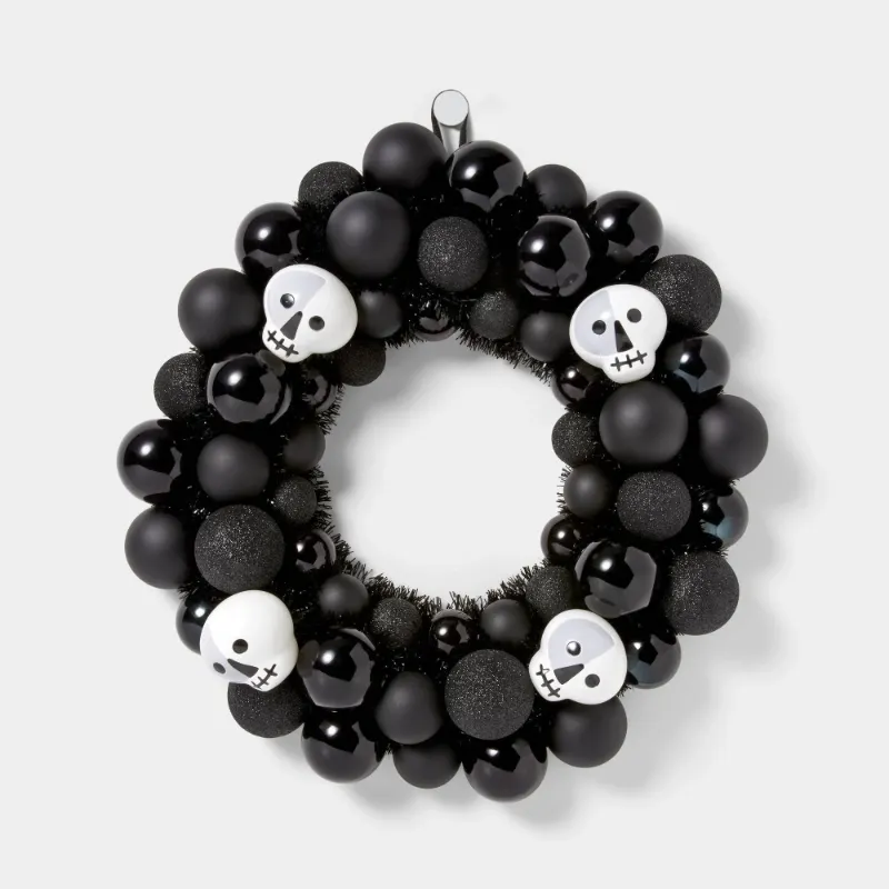Photo 1 of Hyde & EEK! Boutique 17" Shatterproof Skull Ball Ornament Halloween Wreath Hyde & EEK! Boutique