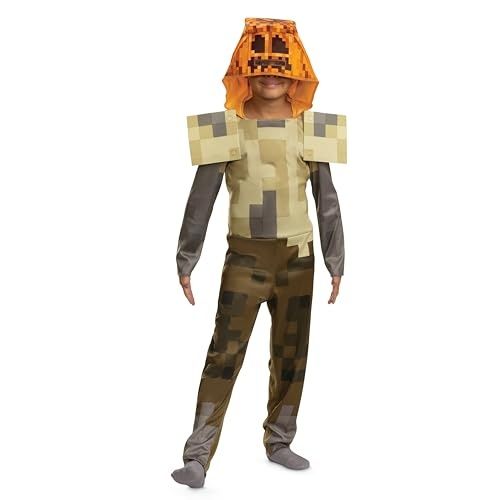 Photo 1 of Large - Size 10-12, Kids Classic Minecraft Husk Jack-O-lantern Hooded Jumpsuit Costume,