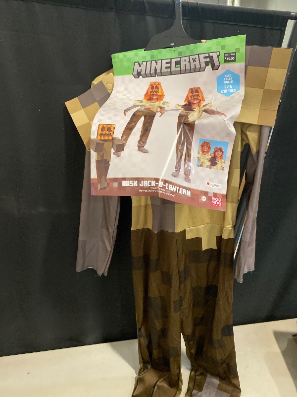 Photo 1 of Large - Size 10-12 Kids Classic Minecraft Husk Jack-O-lantern Hooded Jumpsuit Costume.
