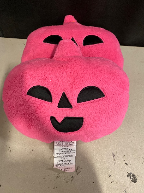 Photo 1 of 2 pack Pumpkin Shaped Faux Shearling Halloween Throw Pillow Pink - Hyde and EEK