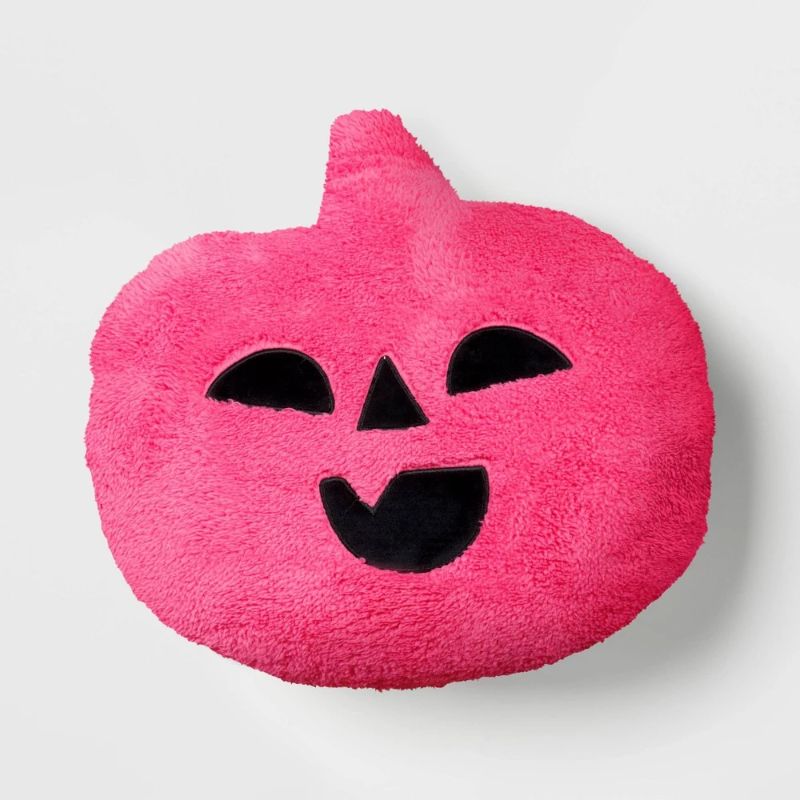Photo 1 of 2 pack Pumpkin Shaped Faux Shearling Halloween Throw Pillow Pink - Hyde and EEK! Boutique