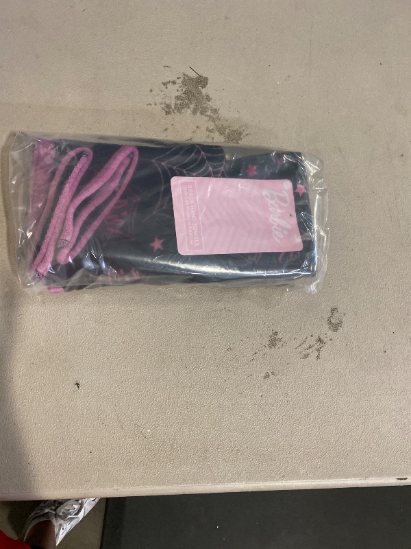 Photo 1 of 2 Pack Halloween Barbie Spider Webs Black & Pink Kitchen Towel