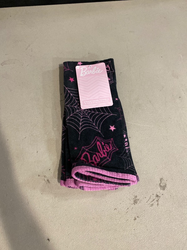 Photo 1 of 2 Pack Halloween Barbie Spider Webs Black & Pink Kitchen Towel