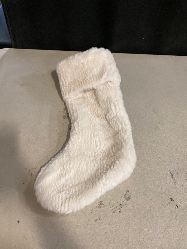 Photo 1 of 20" Faux Fur Christmas Stocking with Pom Pom Bells Ivory - Wondershop