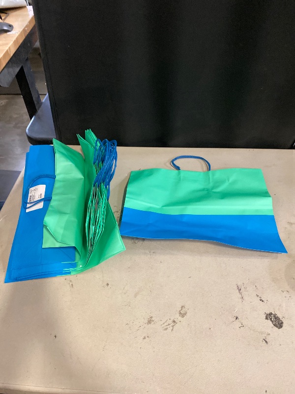 Photo 1 of 8 pack Green/Blue Medium Gift Bag