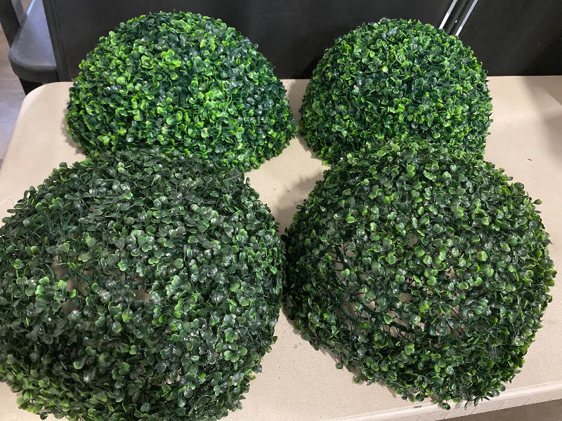 Photo 1 of GOFLAME 2 PCS 19 inch Artificial Boxwood Topiary Balls, Faux Plants Decorative Boxwood Balls, Sun-Protection Indoor & Outdoor Round Greenery Decoration for Garden Porch Balcony Yard Home Wedding