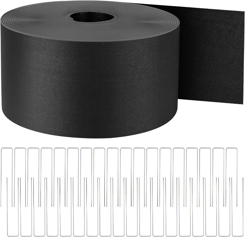 Photo 1 of Kalolary Garden Landscape Edging, 5 inch x 60FT Garden Border Edging, Plastic Flower Bed Edging Borders Flexible Bender Border with 36 U Spikes for Lawn, Garden, Yard