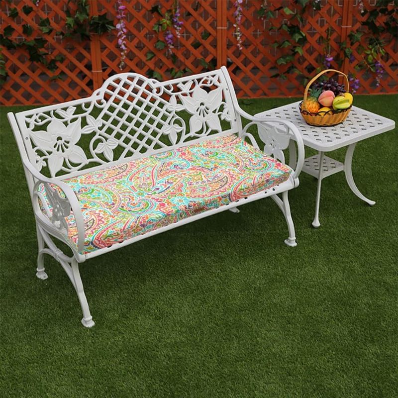 Photo 1 of Outdoor Bench Cushion Water-Repellent, 48 x 18 Inch Bench Cushions for Outdoor Furniture, Settee Cushions with Handle and Straps, Patio Couch Cushion 1 Pack, Melora Paisley