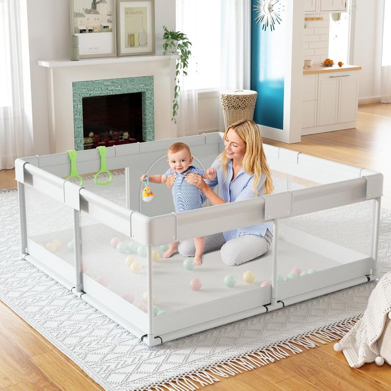 Photo 1 of Baby Playpen, 47x47 in Small Play Pen,Toddler Playpen for Apartment,Play Yard,Activity Fence, Extra Large Baby Playard
