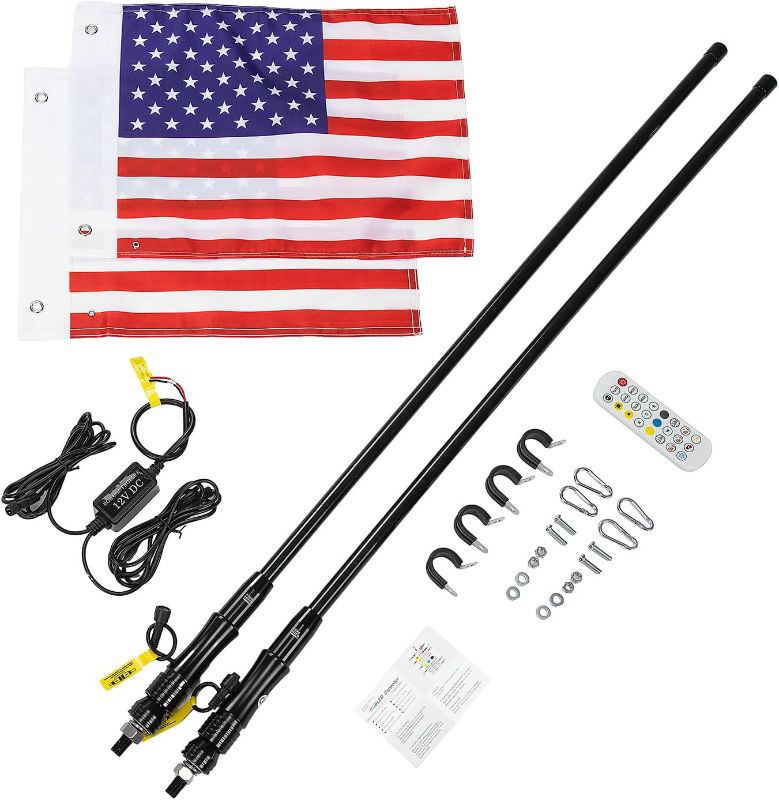 Photo 1 of 2pc 3ft Whip Lights for Side by Side, LED Whip Lights for UTV ATV Boat Offroad, RF Remote Control Compatible with Polaris RZR Can-Am Maverick X3 Sportsman Outlander