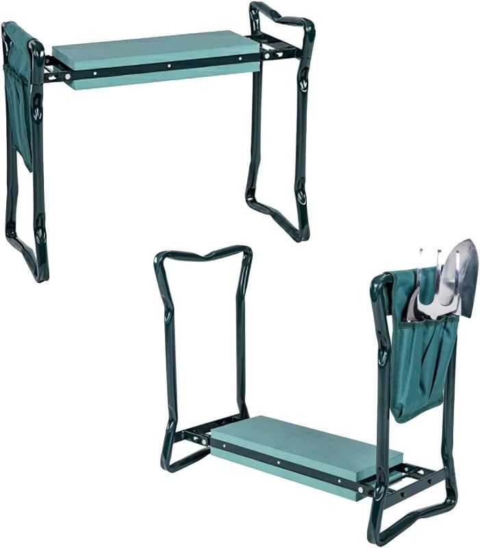 Photo 1 of 2-in-1 Garden Kneeler & Seat, Folding Seat w/EVA Foam Kneeling Pad & Removable Tools Pouch, Sturdy Steel Frame, No Assembly, Portable Heavy Duty Garden Stool for Women & Men
