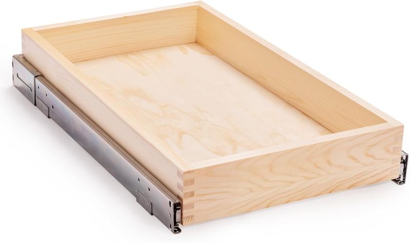 Photo 1 of Pull Out Cabinet Drawer Soft Close Slide Out Wood Organizer for Kitchen, Finished, Bottom and Side Assembly (Wood Drawer Part Width is 13inch)