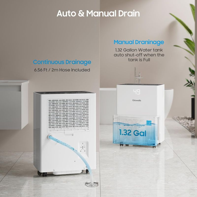 Photo 1 of 120 Pints Energy Star Dehumidifier for Basement, 6500 Sq.Ft Home Dehumidifier with Drain Hose for Large Room Bathroom Bedroom, Compressor Dehumidifiers with Smart Humidity Control, Auto Defrost