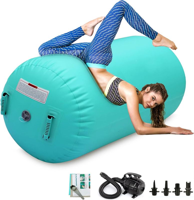 Photo 1 of Air Roller Gymnastics Barrel Inflatable Tumbling Roller Air Mat Octagon Mat with Electric Pump for Backhandspring Training Cheerleading Home Use