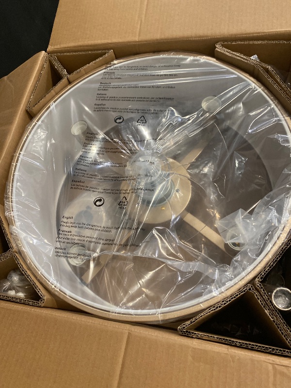Photo 1 of Gold Fandelier Ceiling Fan with Light, Fabric Boho Chandelier Ceiling Fans with Lights Remote Control, Mid-Century Modern Caged with 6 Speeds for Bedroom, Nursery 
