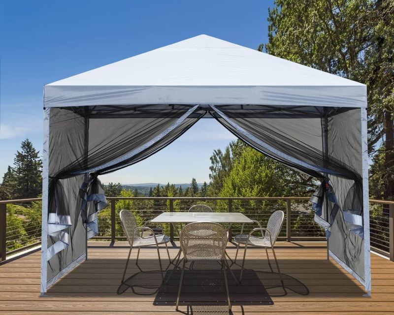 Photo 1 of 10' X 10' - MASTERCANOPY Pop-Up Setup Outdoor Canopy with Netting Screen Walls