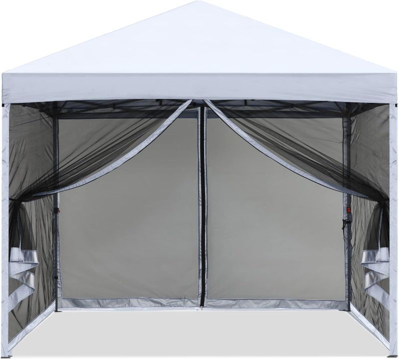 Photo 1 of 10' X 10' - MASTERCANOPY Pop-Up Setup Outdoor Canopy with Netting Screen Walls 