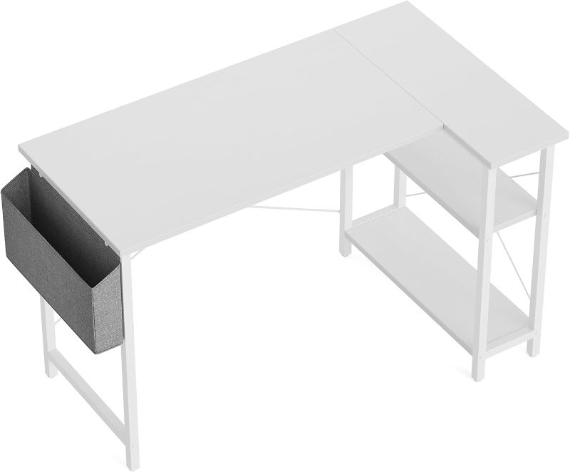 Photo 1 of Cubiker L Shaped Desk, 40" Computer Desk with Reversible Storage Shelves Home Office Corner Desk Study Writing Gaming Table, White