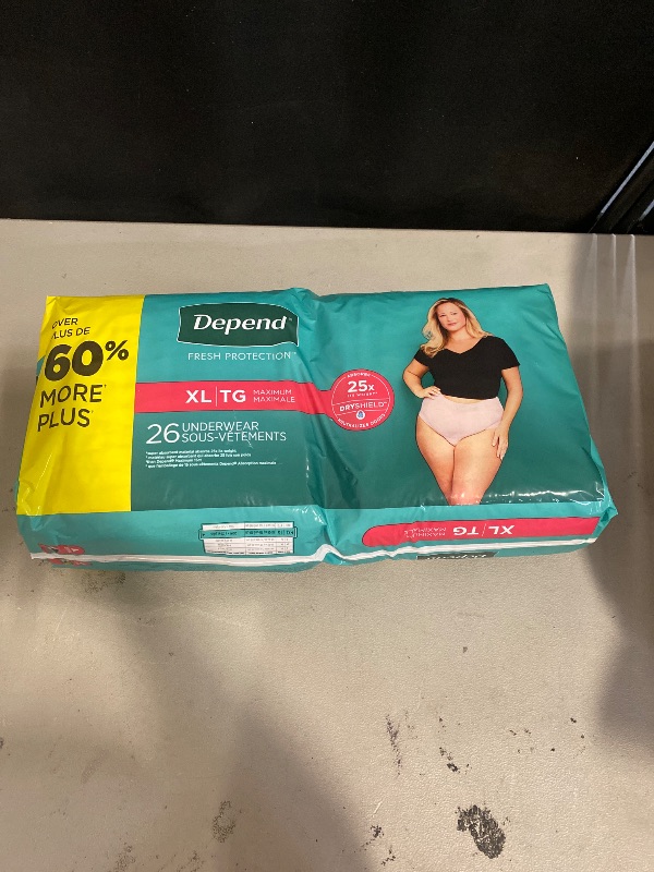 Photo 1 of Depend Fresh Protection Adult Incontinence & Postpartum Bladder Leak Underwear for Women, Disposable, Maximum, Extra-Large, Blush, 68 Count (2 Packs of 34),