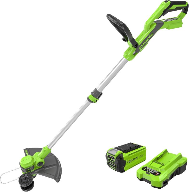 Photo 1 of Greenworks 40V Cordless 2-in-1 Trimmer Edger (Gen 2) - 13" Lawn Weed Wacker for Fence & Sidewalk , Lightweight Gas Trimmer Alternative with Auto Feed Spool , 2.0Ah Battery & Charger