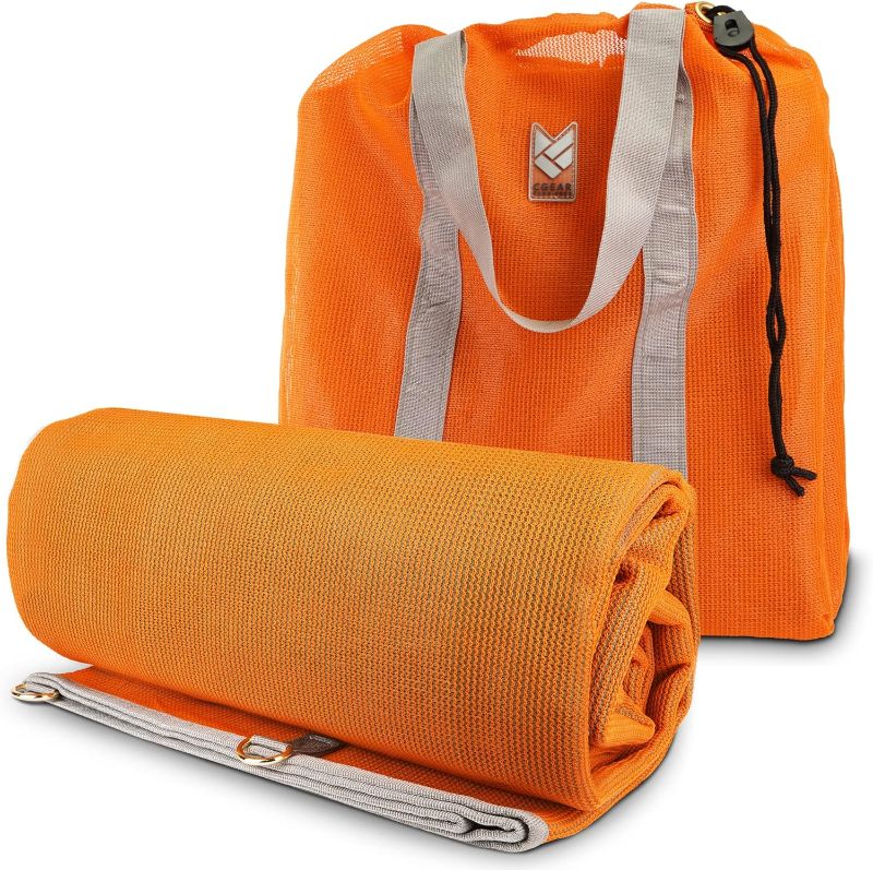 Photo 1 of CGEAR RV Camping Mat, Sand Free Outdoor Reversible Rug for Campsite, Backyard, Patio, Deck, and Beach (Orange, 8' x 14')