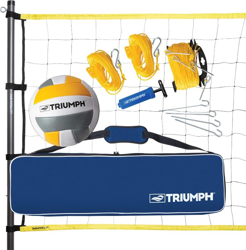 Photo 1 of Triumph Classic Volleyball Set - Includes Regulation Size Volleyball, Pump and Padded Carry Case