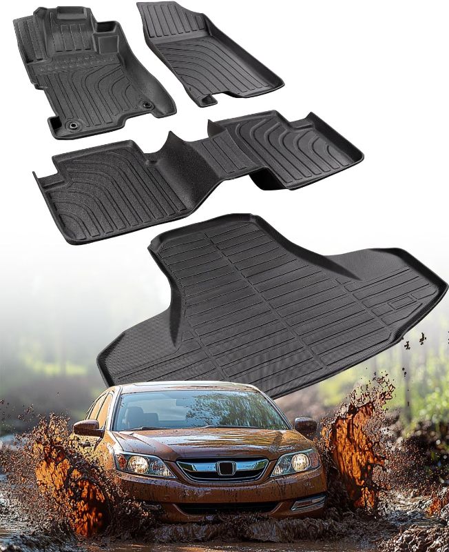 Photo 1 of Floor Mats & Cargo Mat for Honda Accord 2008-2012 Custom Fit (Gas Only), All-Weather Protection TPE Accessories 4PCS