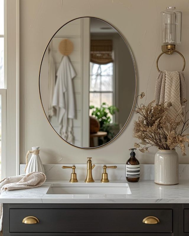 Photo 1 of ANDY STAR Oval Gold Mirror, 22x30'' Brushed Gold Oval Mirror for Bathroom, Oval Wall Mirror for Btahroom Gold Vanity Mirror in Stainless Steel Frame Wall Mount Horizontal or Vertical