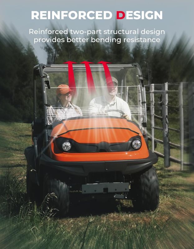 Photo 1 of KEMIMOTO Upgrade Front Full Windshield Compatible with Kubota RTV 400 RTV 500 RTV 520, Clear PC Window Scratch Resistant Bend-resistant Windowscreen